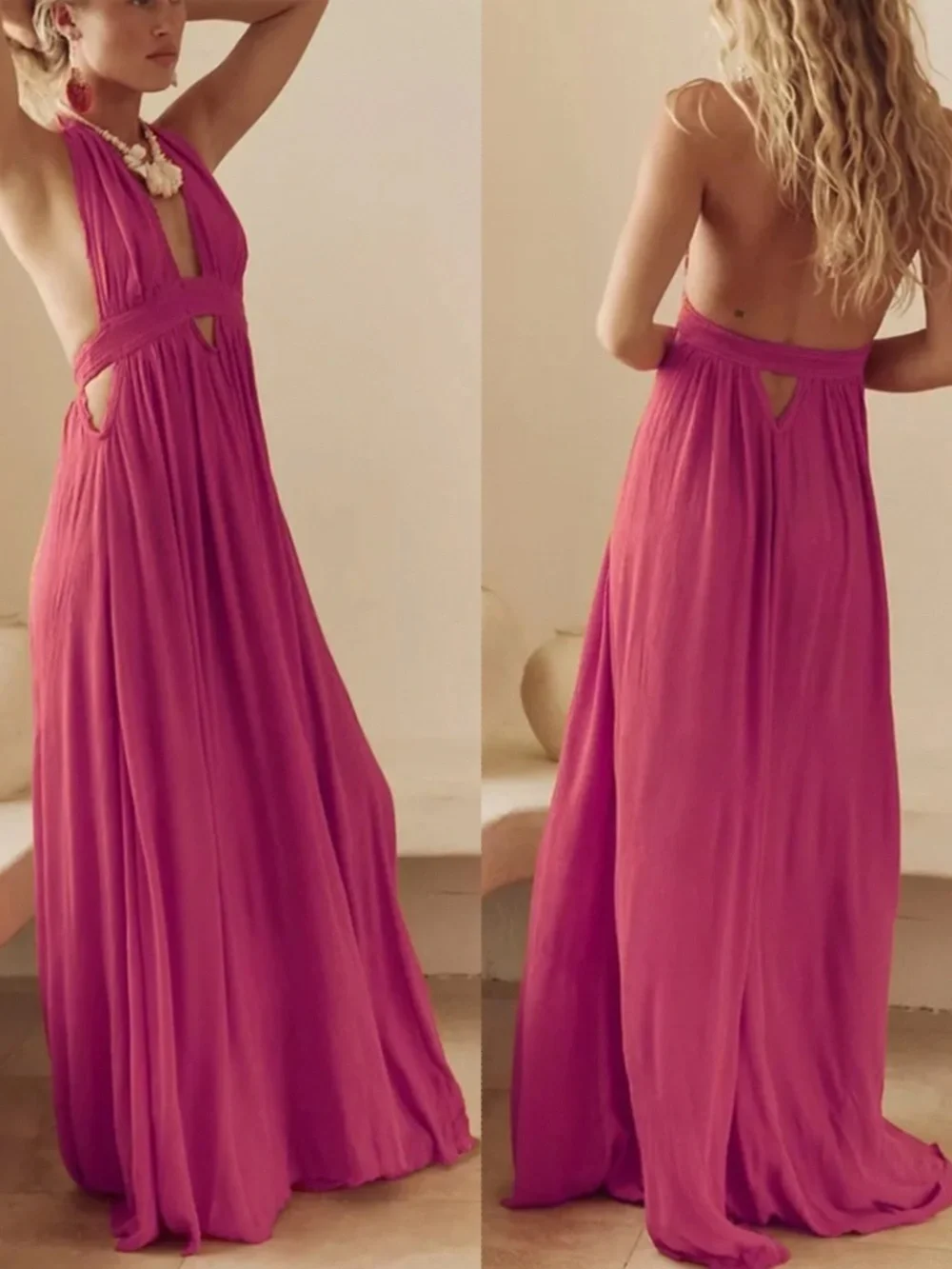 Free People Look into the Sun Halter Maxi Dress - Picture 4 of 14